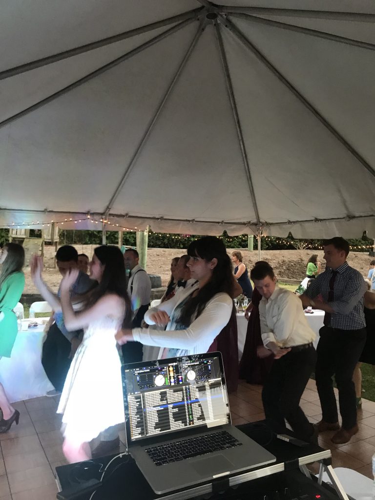 Happy people dancing at a wedding reception
